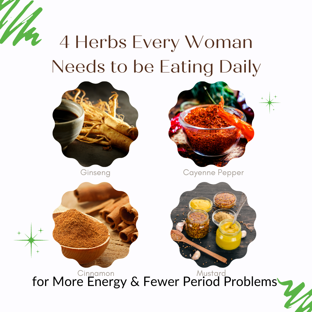 4 circles hold spices that help women with metabolism